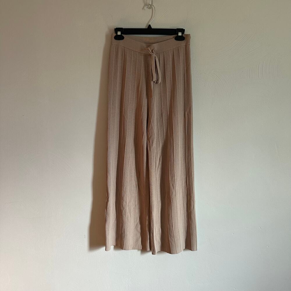 Joseph Ribkoff Tan Drawstring Pleated Wide Leg Pant Style 222905T - Picture 3 of 7